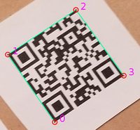 Four selected corners on QR Code. CW or CCW order doesn't matter.