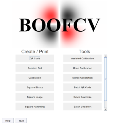 Screen shot of applications master app that let's you select the calibration tool using a GUI